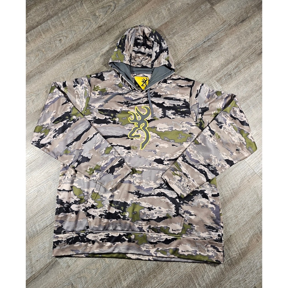 Browning Mens 2XL Camo Performance Hoodie Buckmark Logo Sweatshirt 3011883405